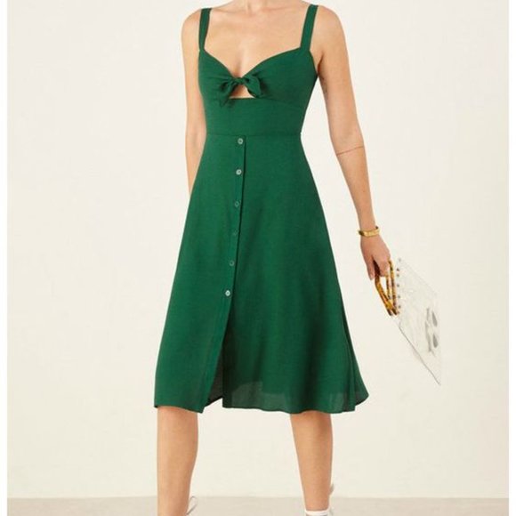 Reformation Dresses & Skirts - Reformation Green Frankfort Midi Dress- mended cut